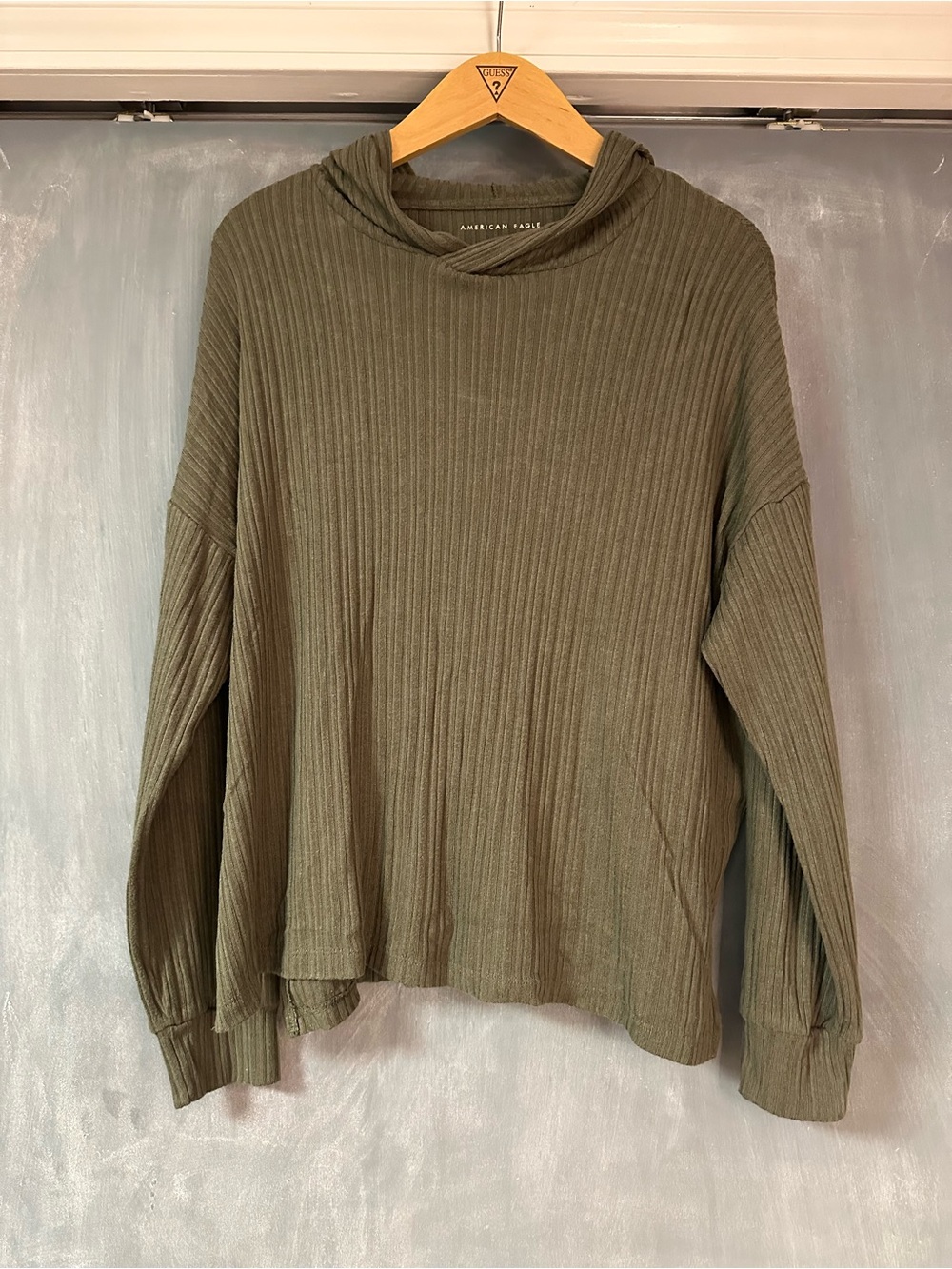 American Eagle Outfitters Olive Ribbed Hooded Tunic
